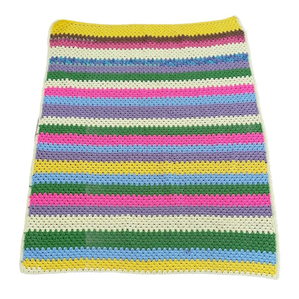 Granny Afghan HandCrochet Striped Throw Blanket Multicolor 52” X 42” Cotragecore